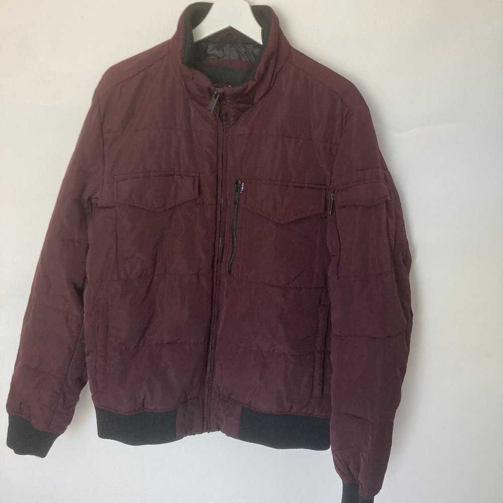 Dkny Elastic Cuffs Zip Closure High Neck Winter Bomber Jacket